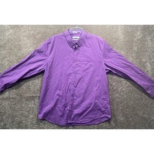 Calvin Klein Men Button Up Long Sleeve - Purple Shirt Non‎ Iron- XXL - Cotton